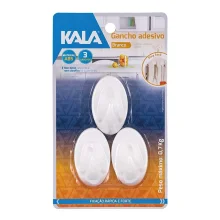 GANCHO BRANCO ADESIVO ABS 0,7KG 3PCS KALA
