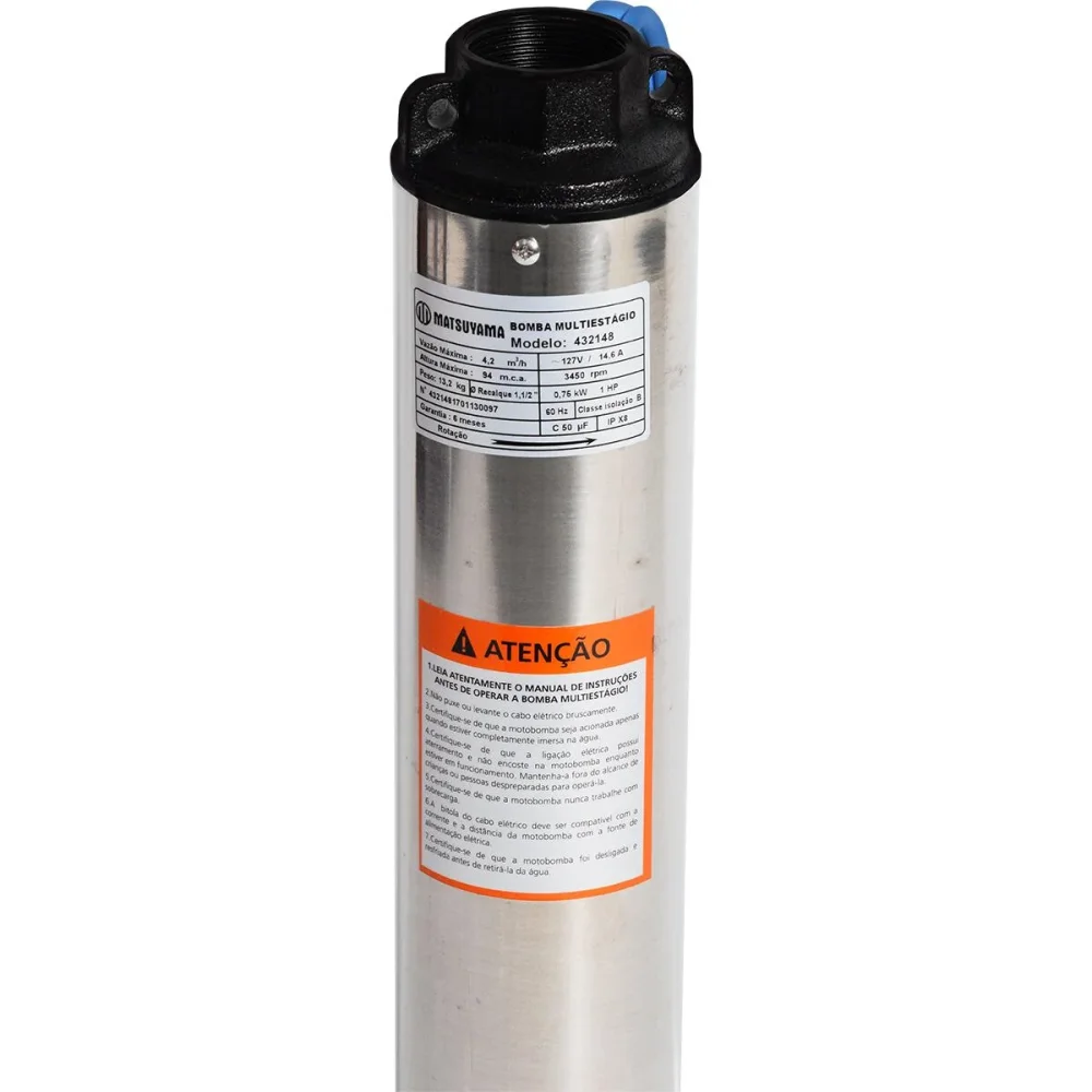 Bomba Multiestágio 4” com 9 Estágios Motor 1hp 127V Matsuyama