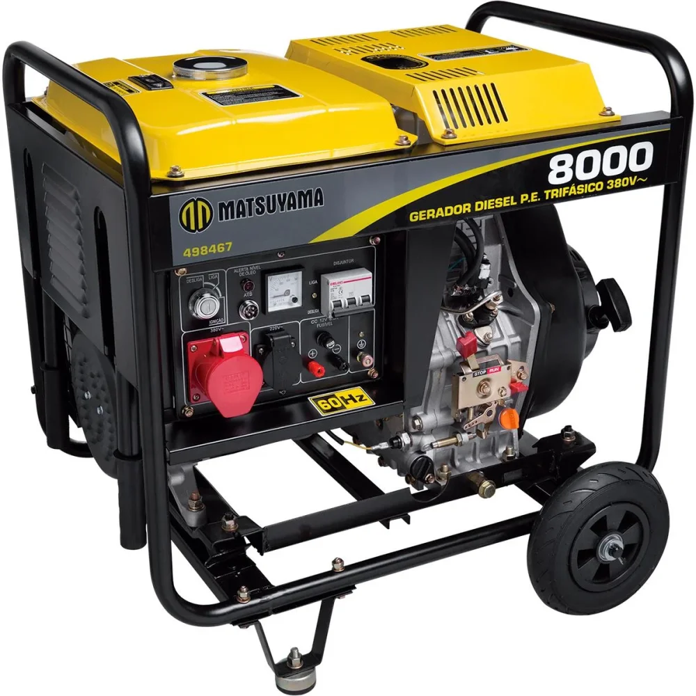 Gerador a Diesel Elétrica 8000 6,2kVa 12V 60Hz Trif Matsuyama