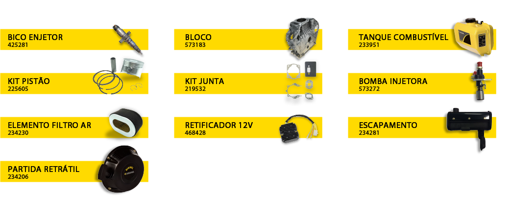 Peças de reposição  Motor 13 Hp Diesel Mhda 13 Hp