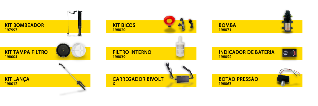 Peças de reposição  Pulverizador Costal à Bateria 16L 12V Matsuyama