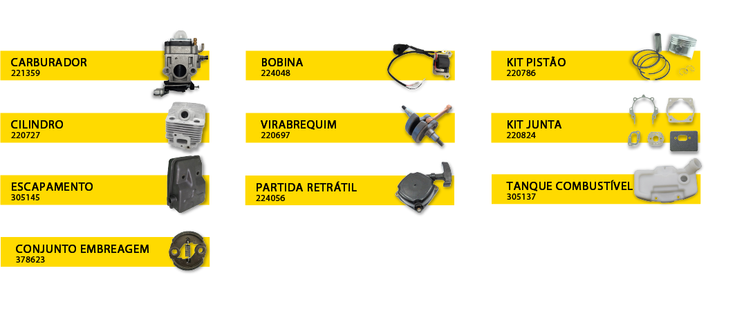 Peças de reposição  Roçadeira à Gasolina Série 750 62cc Matsuyama