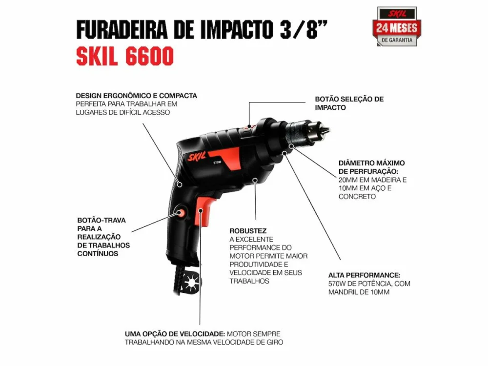 Furadeira de Impacto 6600 3/8 570W SKIL